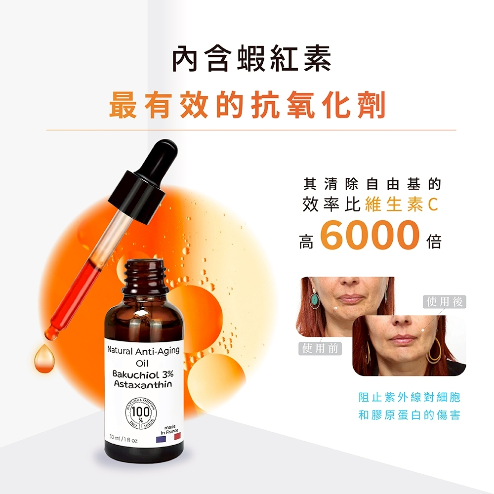 補骨脂酚 3%+蝦紅素 精華油
