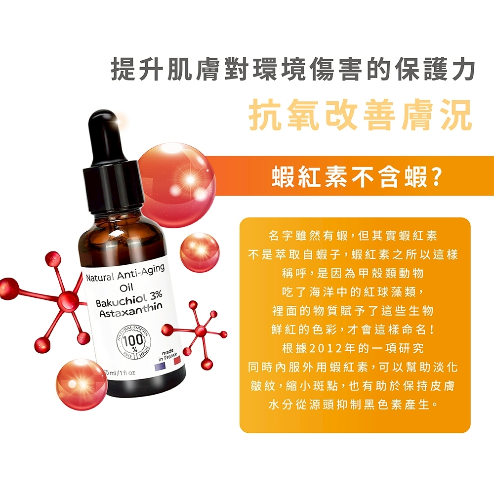 補骨脂酚 3%+蝦紅素 精華油
