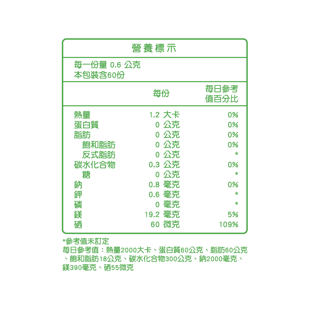 茴意能管花肉蓯蓉營養標示